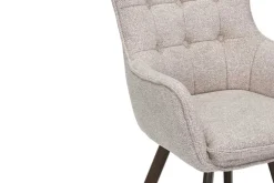 Drehbarer Stuhl THOR beige Strukturstoff braun Wenge Eichenholz 360° mit Armlehne