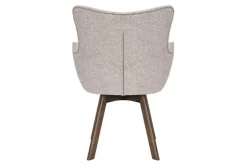Drehbarer Stuhl THOR beige Strukturstoff braun Wenge Eichenholz 360° mit Armlehne