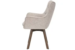 Drehbarer Stuhl THOR beige Strukturstoff braun Wenge Eichenholz 360° mit Armlehne