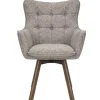 Drehbarer Stuhl THOR taupe Strukturstoff braun Wenge Eichenholz 360° mit Armlehne