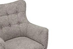 Drehbarer Stuhl THOR taupe Strukturstoff braun Wenge Eichenholz 360° mit Armlehne