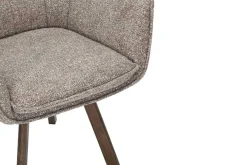 Drehbarer Stuhl THOR taupe Strukturstoff braun Wenge Eichenholz 360° mit Armlehne