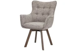 Drehbarer Stuhl THOR taupe Strukturstoff braun Wenge Eichenholz 360° mit Armlehne