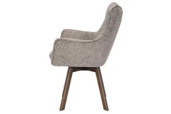 Drehbarer Stuhl THOR taupe Strukturstoff braun Wenge Eichenholz 360° mit Armlehne