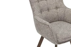 Drehbarer Stuhl THOR taupe Strukturstoff braun Wenge Eichenholz 360° mit Armlehne