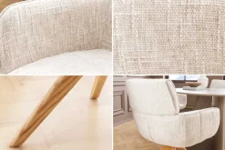 Drehbarer Stuhl UNIQUE beige Chenille Eichenholzbeine mit Armlehne