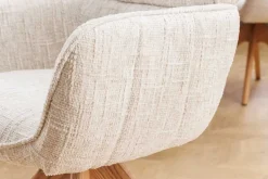 Drehbarer Stuhl UNIQUE beige Chenille Eichenholzbeine mit Armlehne