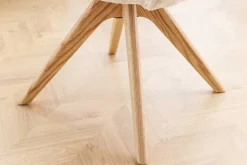 Drehbarer Stuhl UNIQUE beige Chenille Eichenholzbeine mit Armlehne