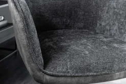 Drehbarer Stuhl VERONA dunkelgrau Samt Strukturstoff mit Armlehne Metallbeine schwarz