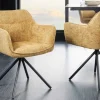 Drehbarer Stuhl VERONA senfgelb Strukturstoff mit Armlehne Metallbeine schwarz
