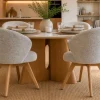 Drehbarer Stuhl WALKÜRE beige natur Eichenholz mit Taschenfederkern und Armlehne
