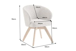 Drehbarer Stuhl WALKÜRE beige natur Eichenholz mit Taschenfederkern und Armlehne