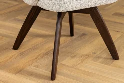 Drehbarer Stuhl WALKÜRE beige Eichenholz mit Taschenfederkern und Armlehne Walnuss