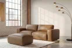 Echtleder Hocker BIG GEORGE 95cm cognac Nosagfederung Taschenfederkern