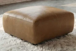 Echtleder Hocker BIG GEORGE 95cm cognac Nosagfederung Taschenfederkern