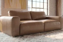 Echtleder Sofa BIG GEORGE 245cm cognac Taschenfederkern 3-Sitzer Couch
