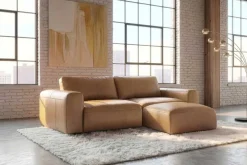 Echtleder Sofa BIG GEORGE 245cm cognac Taschenfederkern 3-Sitzer Couch