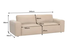 Echtleder Sofa BIG GEORGE 245cm cognac Taschenfederkern 3-Sitzer Couch