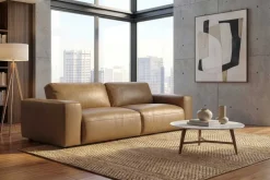 Echtleder Sofa BIG GEORGE 245cm cognac Taschenfederkern 3-Sitzer Couch