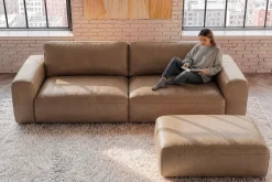 Echtleder Sofa BIG GEORGE 245cm cognac Taschenfederkern 3-Sitzer Couch