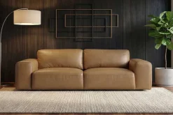 Echtleder Sofa BIG GEORGE 245cm cognac Taschenfederkern 3-Sitzer Couch