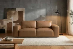 Echtleder Sofa BIG GEORGE 205cm cognac Taschenfederkern 2-Sitzer Couch