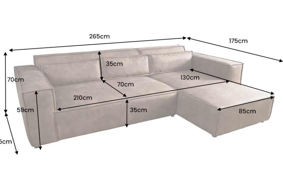Ecksofa BOSSA NOVA 265cm antik taupe Microfaserstoff 3-Sitzer Couch L-Form