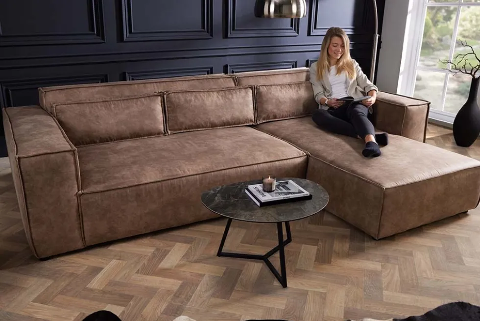 Ecksofa BOSSA NOVA 265cm antik taupe Microfaserstoff 3-Sitzer Couch L-Form