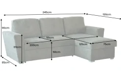 Ecksofa mit Schlaffunktion APARTMENT beidseitig aufbaubar grün Strukturstoff inkl. Stauraum