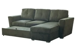 Ecksofa mit Schlaffunktion APARTMENT beidseitig aufbaubar grün Strukturstoff inkl. Stauraum