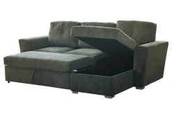Ecksofa mit Schlaffunktion APARTMENT beidseitig aufbaubar grün Strukturstoff inkl. Stauraum