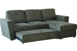 Ecksofa mit Schlaffunktion APARTMENT beidseitig aufbaubar grün Strukturstoff inkl. Stauraum