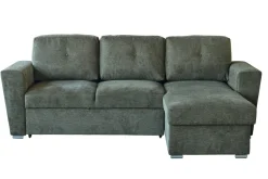 Ecksofa mit Schlaffunktion APARTMENT beidseitig aufbaubar grün Strukturstoff inkl. Stauraum
