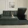 Ecksofa mit Schlaffunktion APARTMENT beidseitig aufbaubar grün Cord inkl. Stauraum
