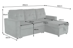 Ecksofa mit Schlaffunktion APARTMENT beidseitig aufbaubar grün Cord inkl. Stauraum