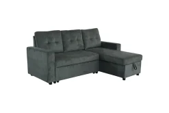 Ecksofa mit Schlaffunktion APARTMENT beidseitig aufbaubar grün Cord inkl. Stauraum