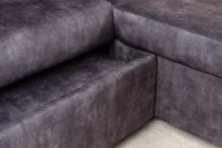 Ecksofa mit Schlaffunktion APARTMENT beidseitig aufbaubar grau Samt inkl. Stauraum