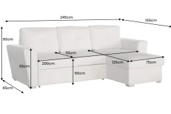 Ecksofa mit Schlaffunktion APARTMENT beidseitig aufbaubar beige Strukturstoff inkl. Stauraum