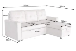 Ecksofa mit Schlaffunktion APARTMENT beidseitig aufbaubar champagner beige Samt inkl. Stauraum