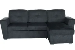 Ecksofa mit Schlaffunktion APARTMENT beidseitig aufbaubar grau Strukturstoff inkl. Stauraum
