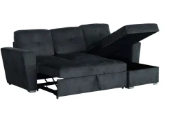 Ecksofa mit Schlaffunktion APARTMENT beidseitig aufbaubar grau Strukturstoff inkl. Stauraum