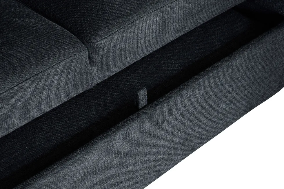 Ecksofa mit Schlaffunktion APARTMENT beidseitig aufbaubar grau Strukturstoff inkl. Stauraum