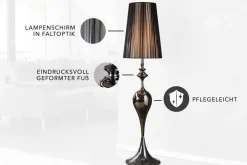 Edle Design Stehlampe LUCIE 160cm schwarz Barock Stil Stehleuchte