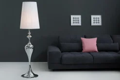 Edle Design Stehlampe LUCIE 160cm silber weiß Barock Stil Stehleuchte