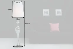 Edle Design Stehlampe LUCIE 160cm silber weiß Barock Stil Stehleuchte