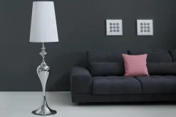 Edle Design Stehlampe LUCIE 160cm silber weiß Barock Stil Stehleuchte