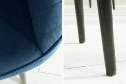Edler Armlehnen Stuhl TURIN königsblau Samt mit Ziersteppung