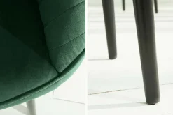 Edler Armlehnen Stuhl TURIN smaragdgrün Samt mit Ziersteppung