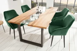 Edler Armlehnen Stuhl TURIN smaragdgrün Samt mit Ziersteppung