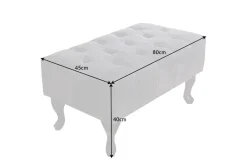 Edler Chesterfield Fußhocker antik grau Microfaser mit Knopfheftung und Nietenbesatz